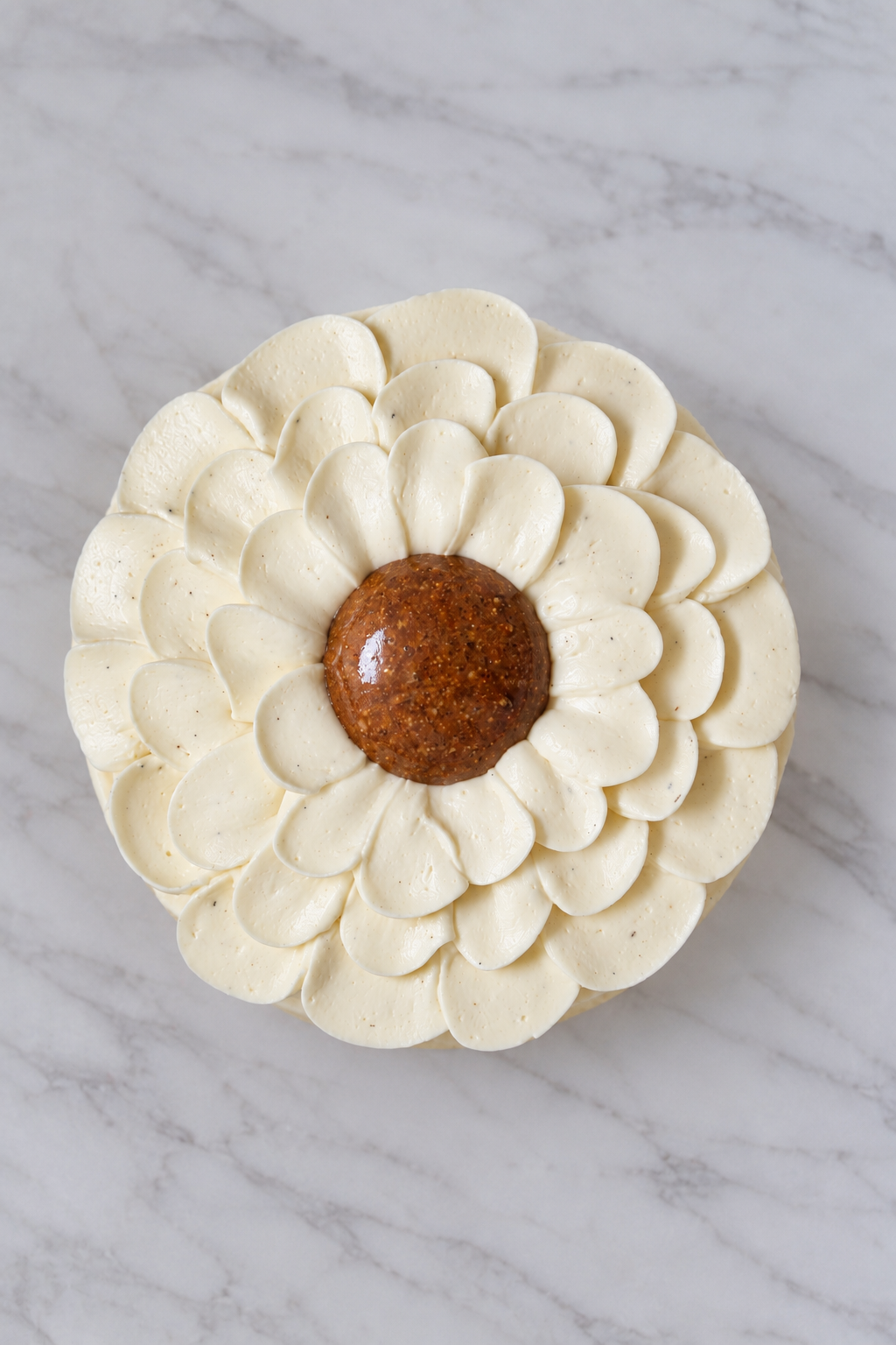 Entremets vanille en forme de fleur